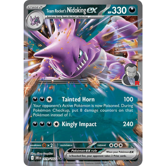 Team Rocket’s Nidoking ex DRI 119/182 Destined Rivals Double Rare EN Pokemon Card Game PTCG