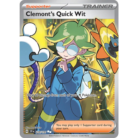 Clemont's Quick Wit SSP 229/191 SV08 Surging Sparks Ultra Rare EN Pokemon Card Game PTCG