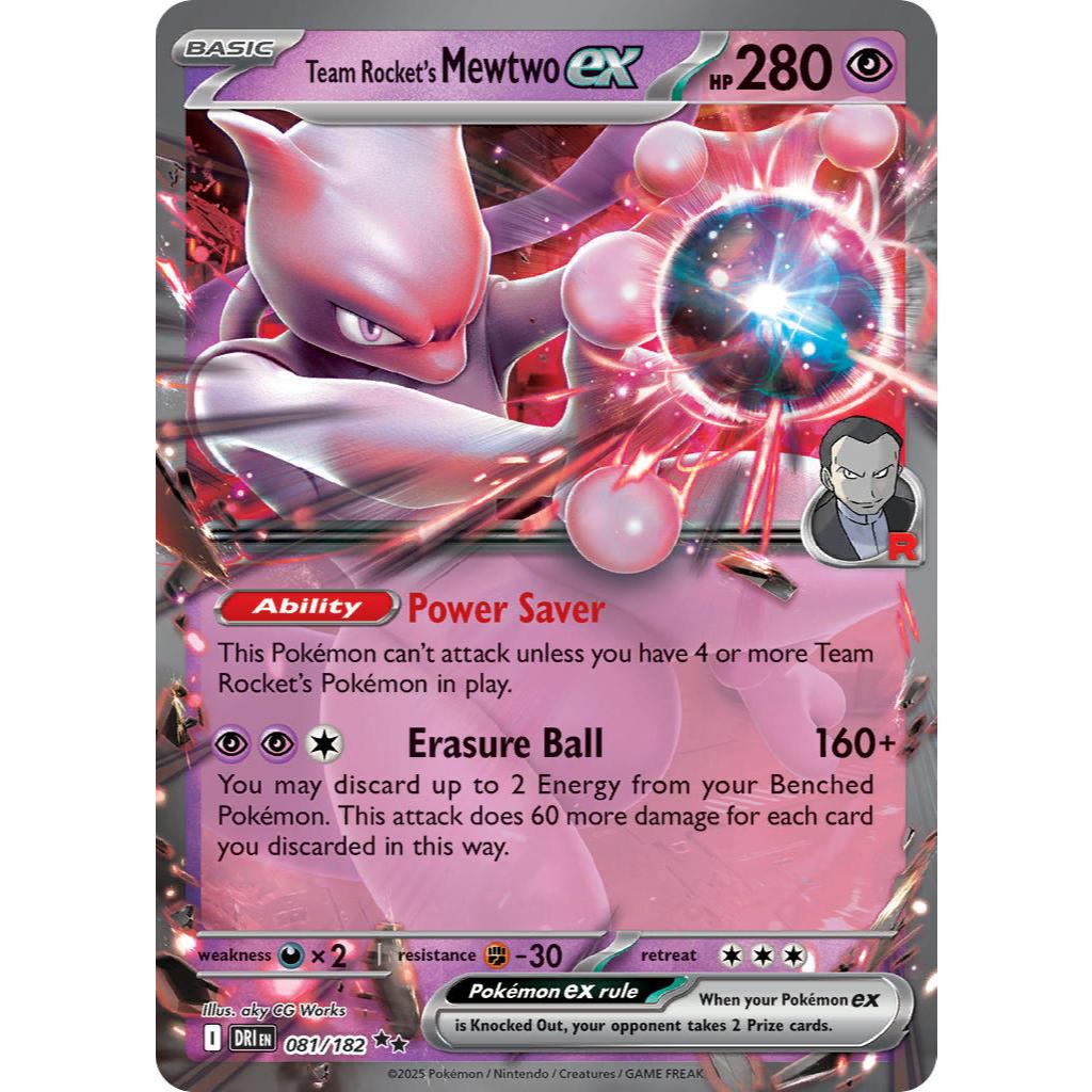 Team Rocket’s Mewtwo ex DRI 081/182 Destined Rivals Double Rare EN Pokemon Card Game PTCG