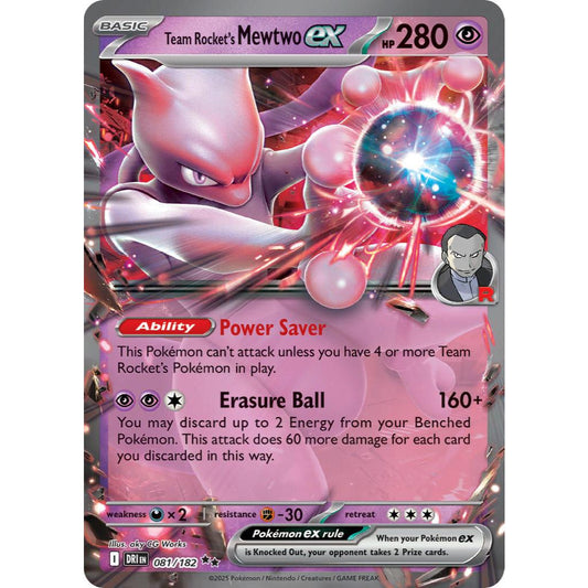 Team Rocket’s Mewtwo ex DRI 081/182 Destined Rivals Double Rare EN Pokemon Card Game PTCG