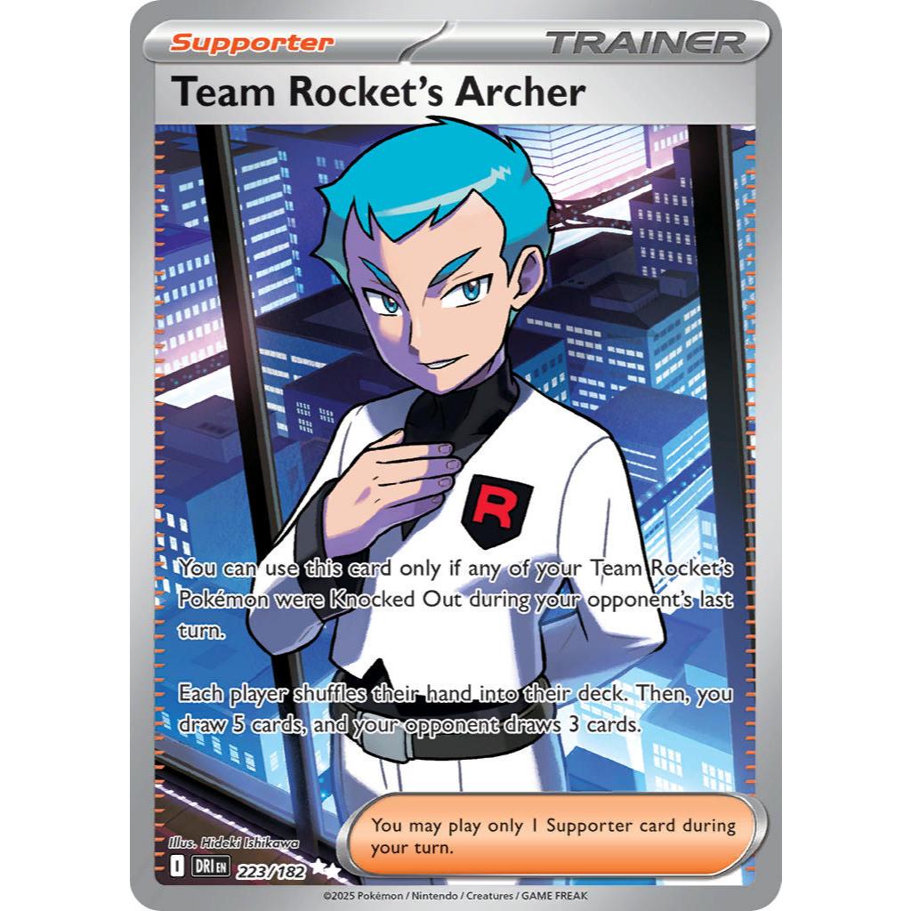 Team Rocket’s Archer DRI 223/182 Destined Rivals Ultra Rare EN Pokemon Card Game PTCG