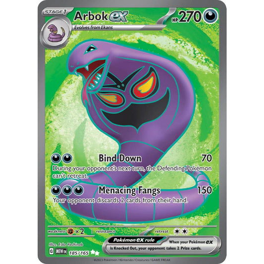 Arbok ex MEW 185/165 Scarlet & Violet 151 Ultra Rare EN Pokemon Card Game PTCG
