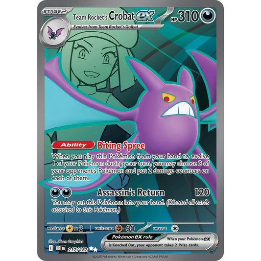 Team Rocket’s Crobat ex DRI 217/182 Destined Rivals Ultra Rare EN Pokemon Card Game PTCG