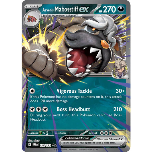 Arven’s Mabosstiff ex DRI 139/182 Destined Rivals Double Rare EN Pokemon Card Game PTCG