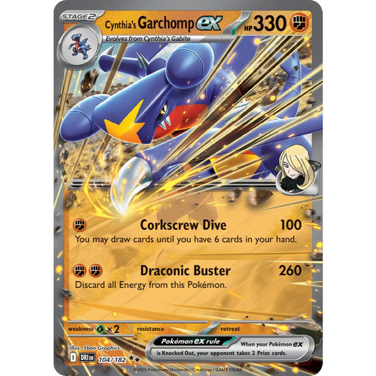 Cynthia’s Garchomp ex DRI 104/182 Destined Rivals Double Rare EN Pokemon Card Game PTCG