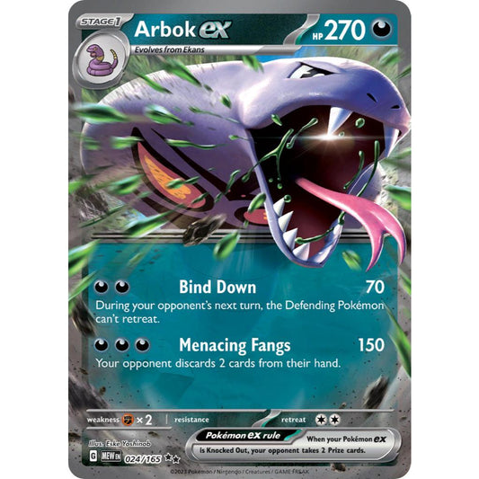 Arbok ex MEW 024/165 Scarlet & Violet 151 Double Rare EN Pokemon Card Game PTCG