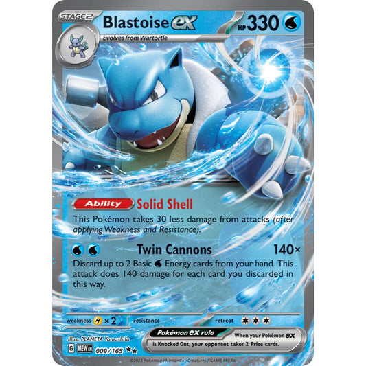 Blastoise ex MEW 009/165 Scarlet & Violet 151 Double Rare EN Pokemon Card Game PTCG