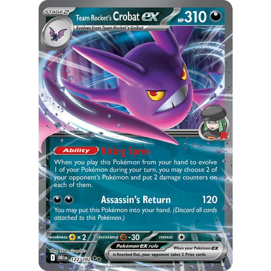 Team Rocket’s Crobat ex DRI 122/182 Destined Rivals Double Rare EN Pokemon Card Game PTCG