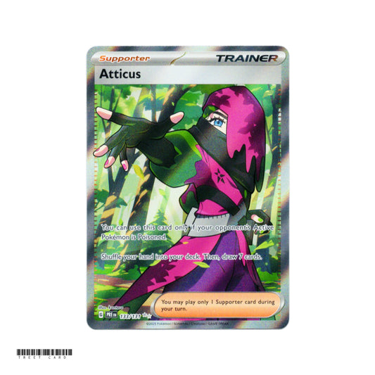 Atticus PRE 133/131 Prismatic Evolutions Full Art Ultra Rare Trainer EN Pokemon Card Game PTCG