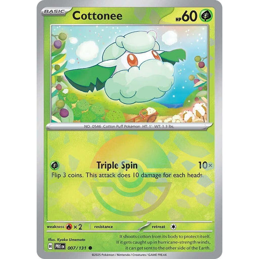 Cottonee PRE 007/131 Poke Ball Pattern Prismatic Evolutions EN Pokemon Card Game PTCG