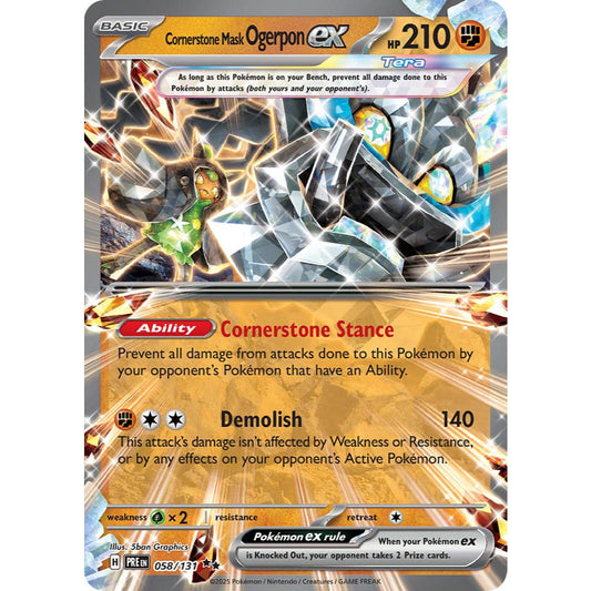 Cornerstone Mask Ogerpon ex PRE 058/131 Prismatic Evolutions Double Rare EN Pokemon Card Game PTCG