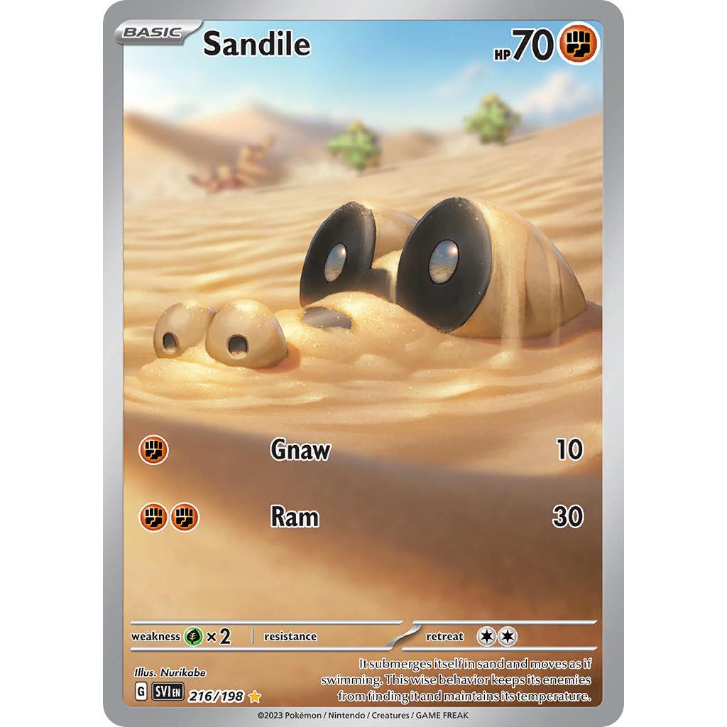 Sandile SV1 216/198 Scarlet & Violet Base Set Illustration Rare EN Pokemon Card Game PTCG