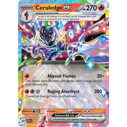 Ceruledge ex SSP 036/191 SV08 Surging Sparks Double Rare EN Pokemon Card Game PTCG
